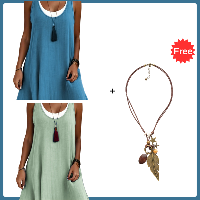 Women's Casual Loose Sleeveless Two Piece Tank Dress