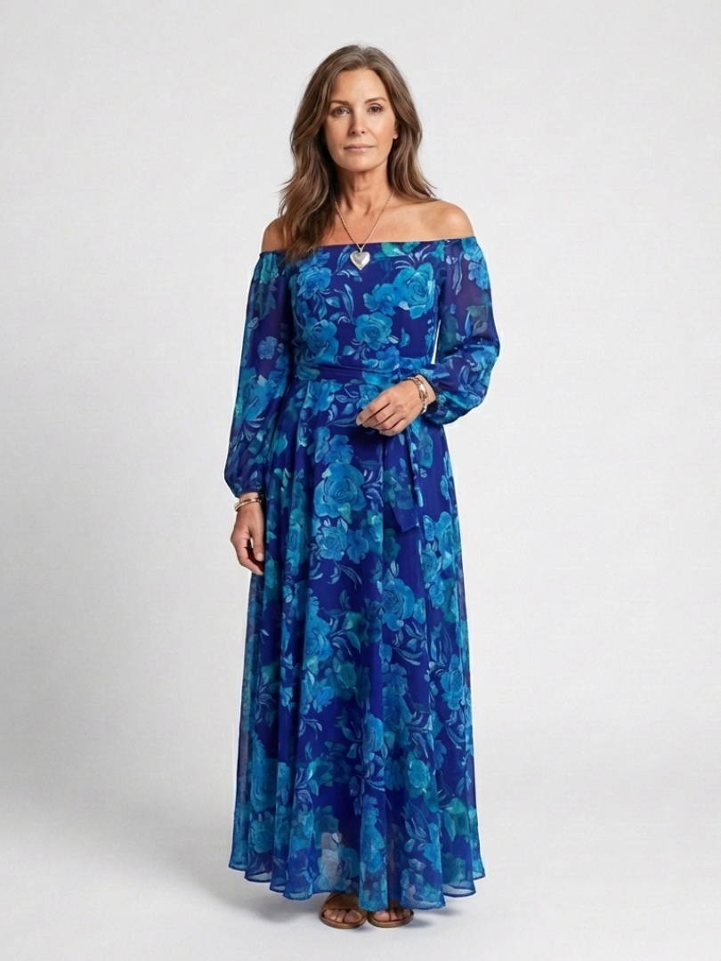 Verenaluxe™ | Off Shoulder Floral Maxi Dress
