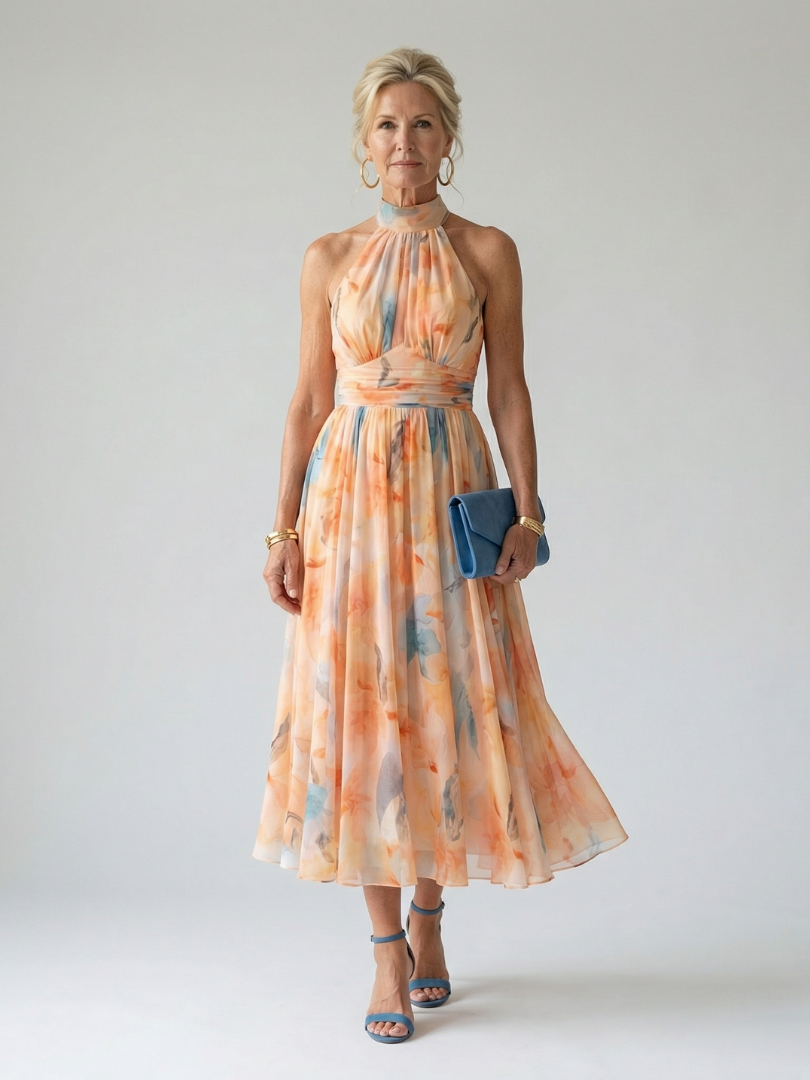 Verenaluxe™ | Soft Halter Midi Dress