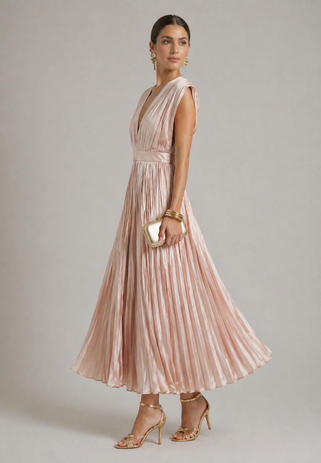 Verenaluxe™ | Timeless Pleated Midi Dress