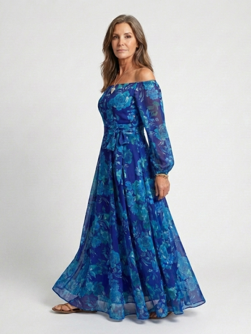 Verenaluxe™ | Off Shoulder Floral Maxi Dress