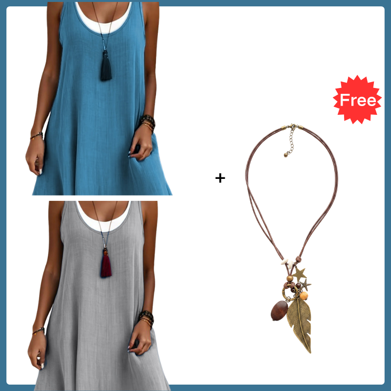 Women's Casual Loose Sleeveless Two Piece Tank Dress