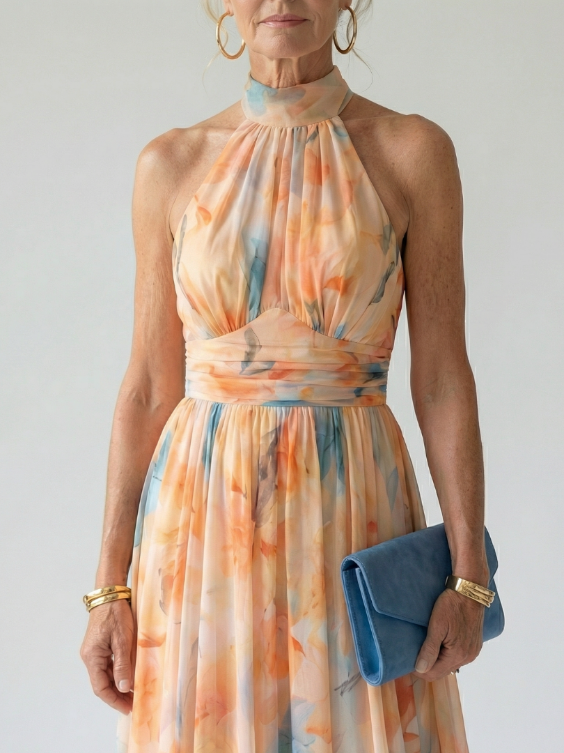 Verenaluxe™ | Soft Halter Midi Dress
