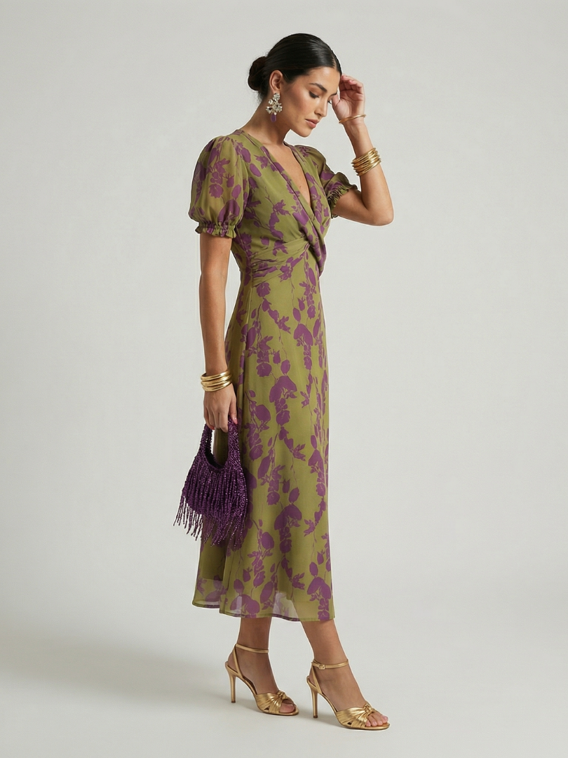 Verenaluxe™ | Relaxed Floral Midi Dress