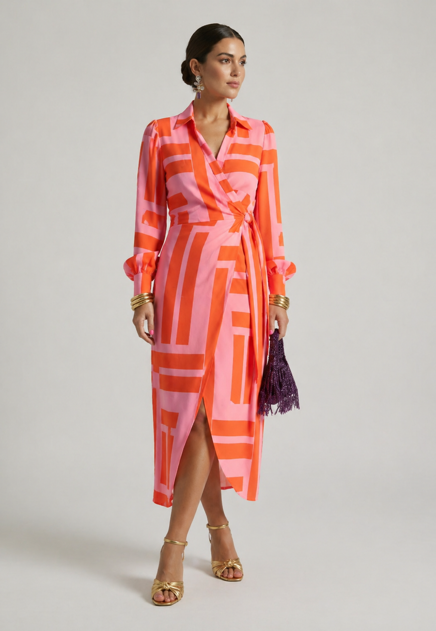 Verenaluxe™ | Printed Wrap Dress