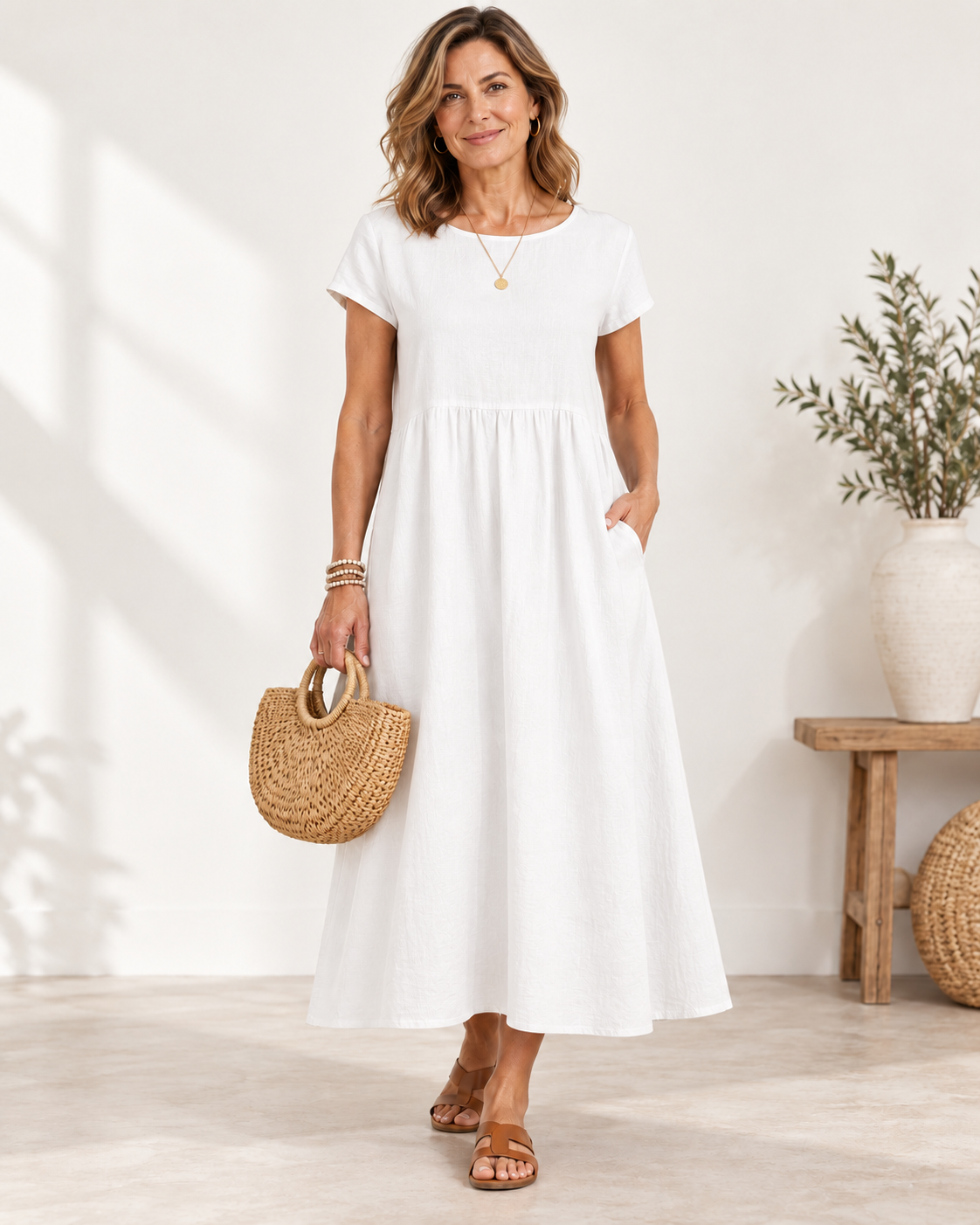 Mila | Relaxed Linen-Blend Midi Dress