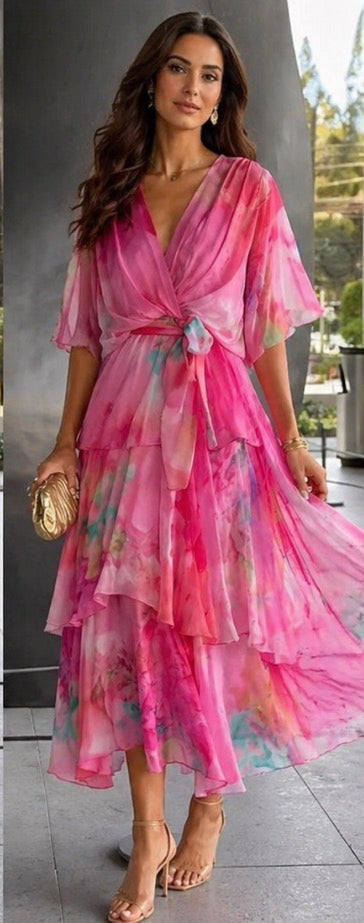 Verenaluxe™ | Layered Floral Sun Dress