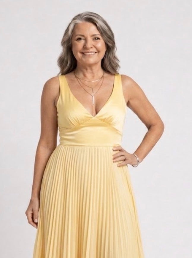 Verenaluxe™ | Pleated V-Neck Maxi Dress