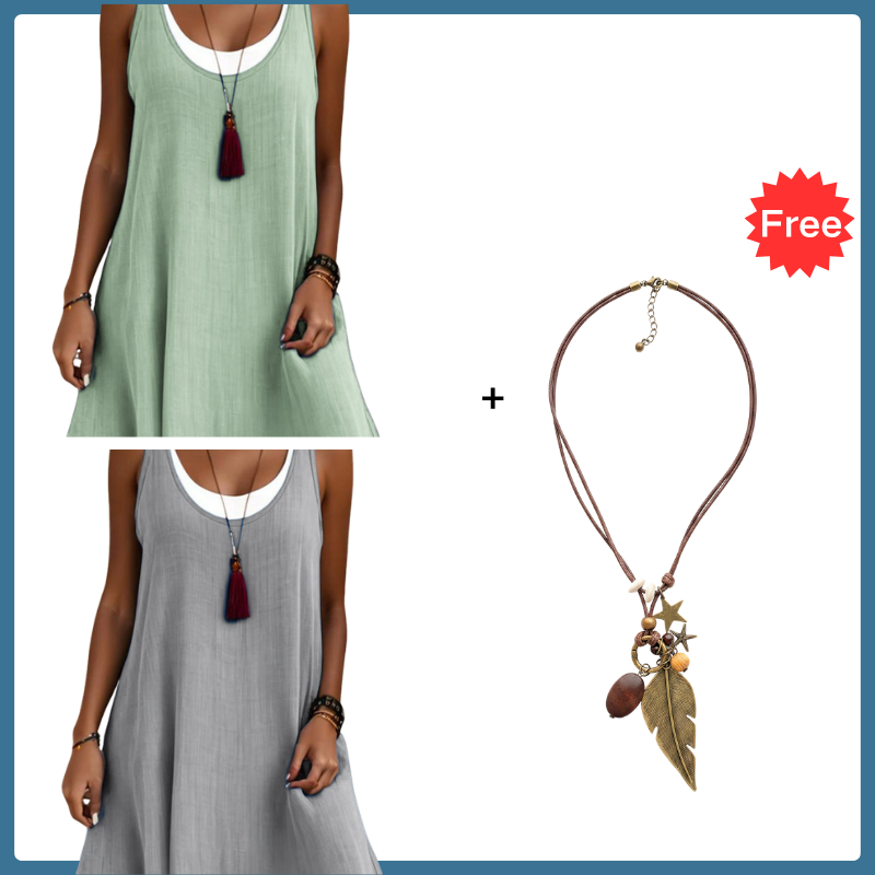 Women's Casual Loose Sleeveless Two Piece Tank Dress