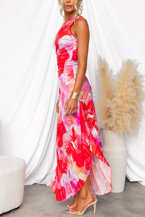 Verenaluxe™ | Pleated One-Shoulder Dress