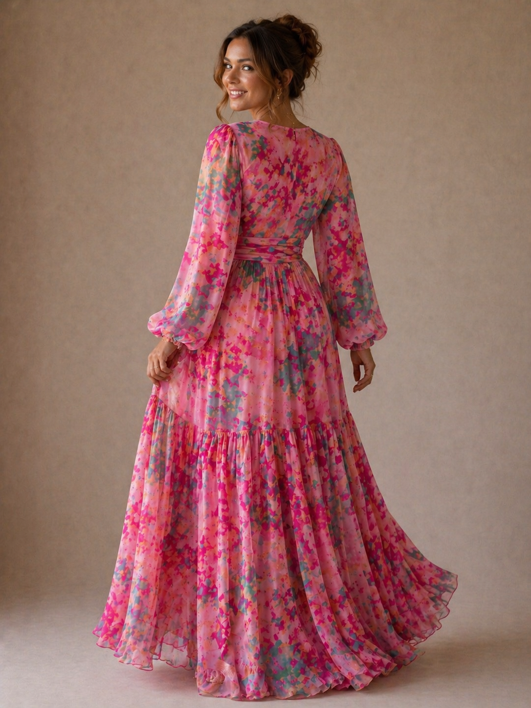 Verenaluxe™ | Wrap Dress with Floral Print