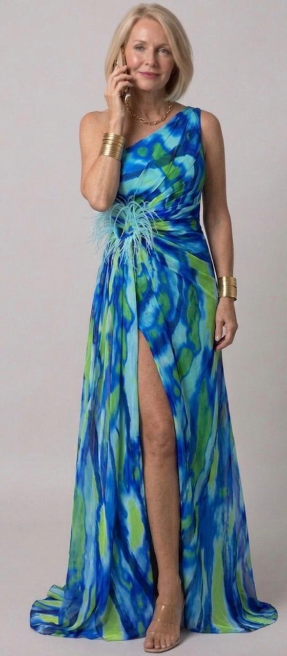 Verenaluxe™ | Vibrant Draped Dress