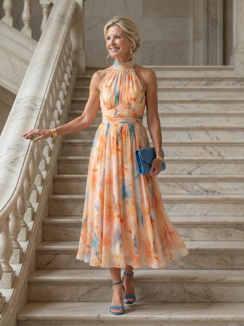 Verenaluxe™ | Soft Halter Midi Dress