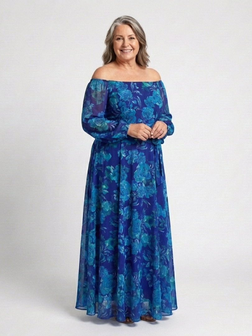 Verenaluxe™ | Off Shoulder Floral Maxi Dress