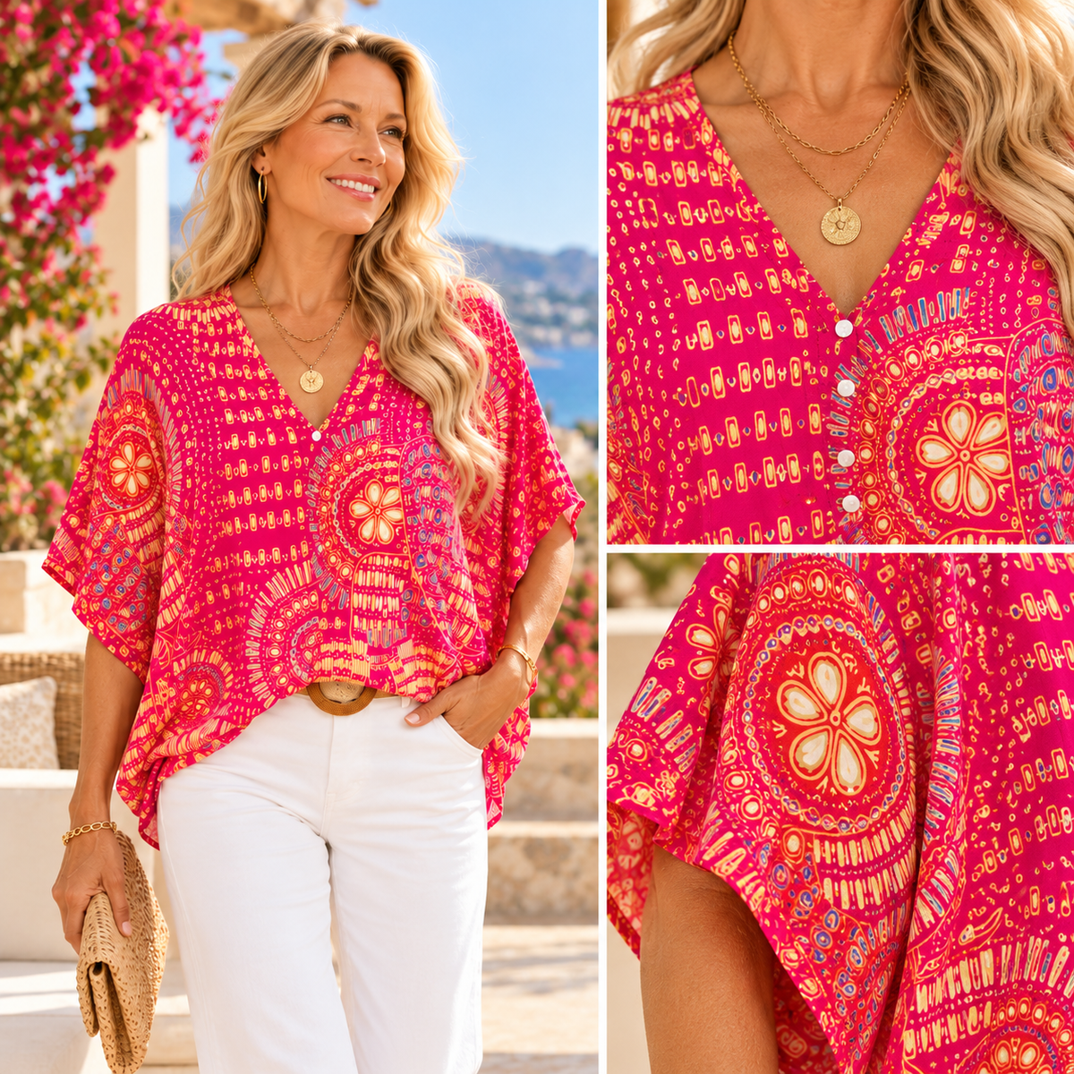 💃 Last Day Sale 50% Off 💐                                                                                                                                                    Amara™ Bohemian V-Neck Blouse