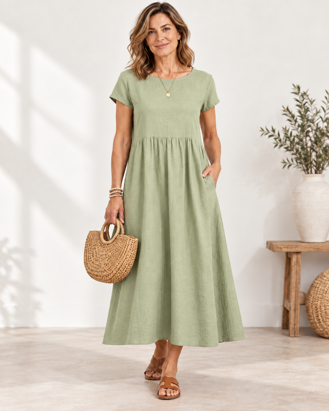 Mila | Relaxed Linen-Blend Midi Dress