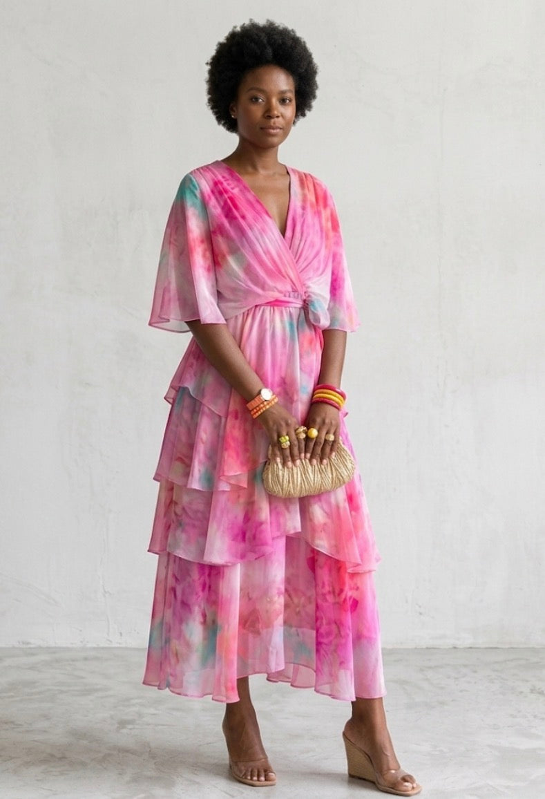 Verenaluxe™ | Layered Floral Sun Dress
