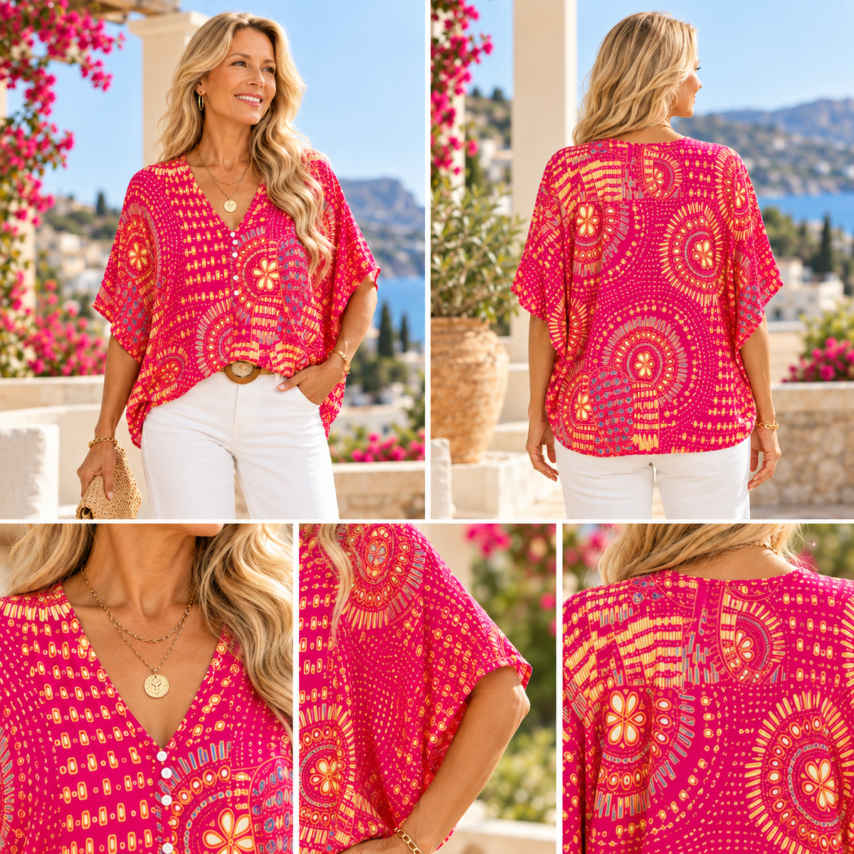💃 Last Day Sale 50% Off 💐                                                                                                                                                    Amara™ Bohemian V-Neck Blouse