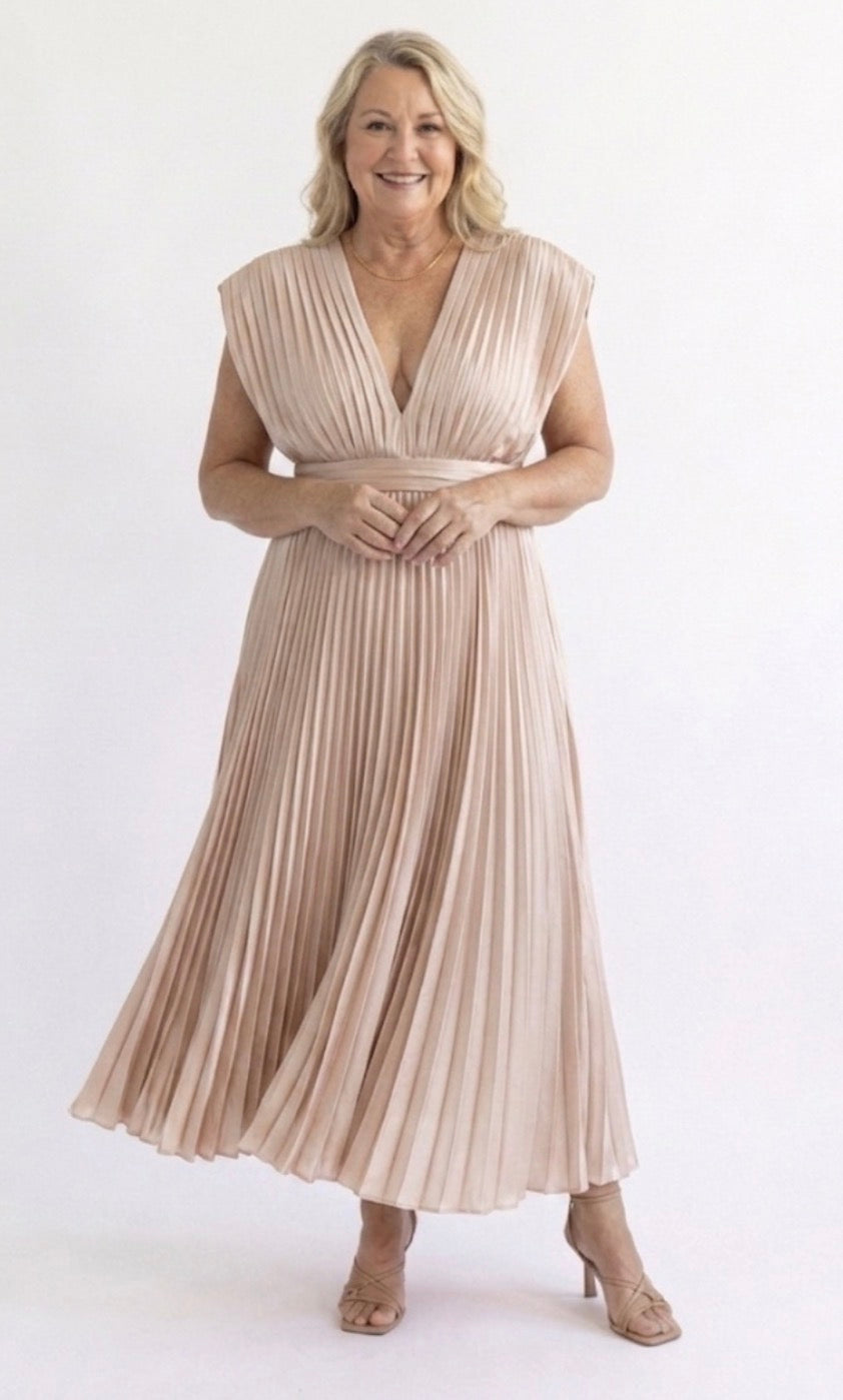 Verenaluxe™ | Timeless Pleated Midi Dress