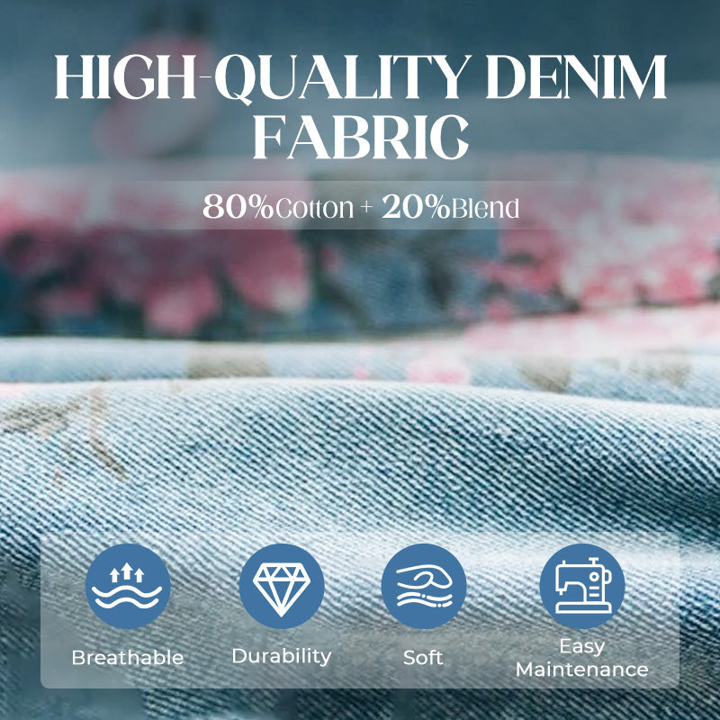 🌸2026 New Fashion🌸 Vintage Floral Printed Denim Jumpsuit
