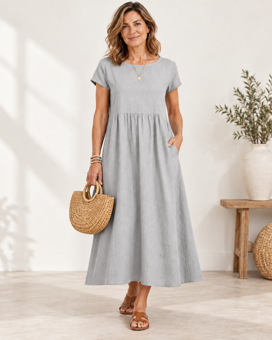 Mila | Relaxed Linen-Blend Midi Dress