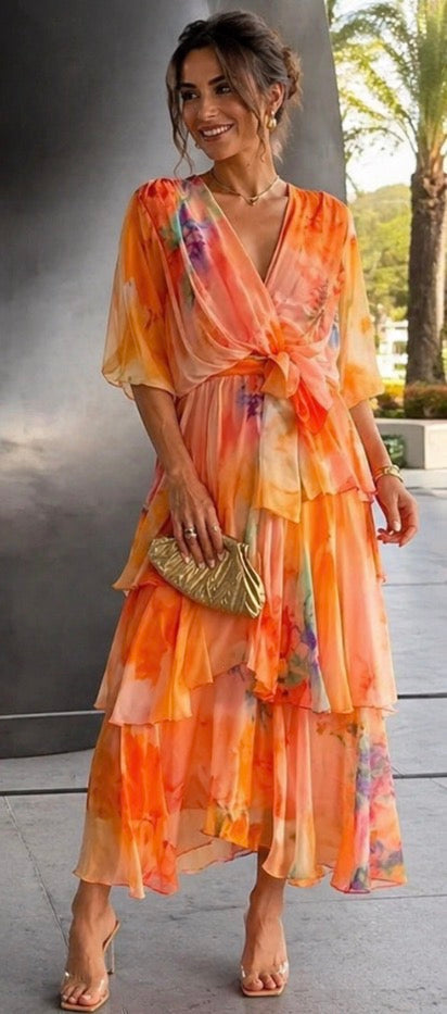 Verenaluxe™ | Layered Floral Sun Dress
