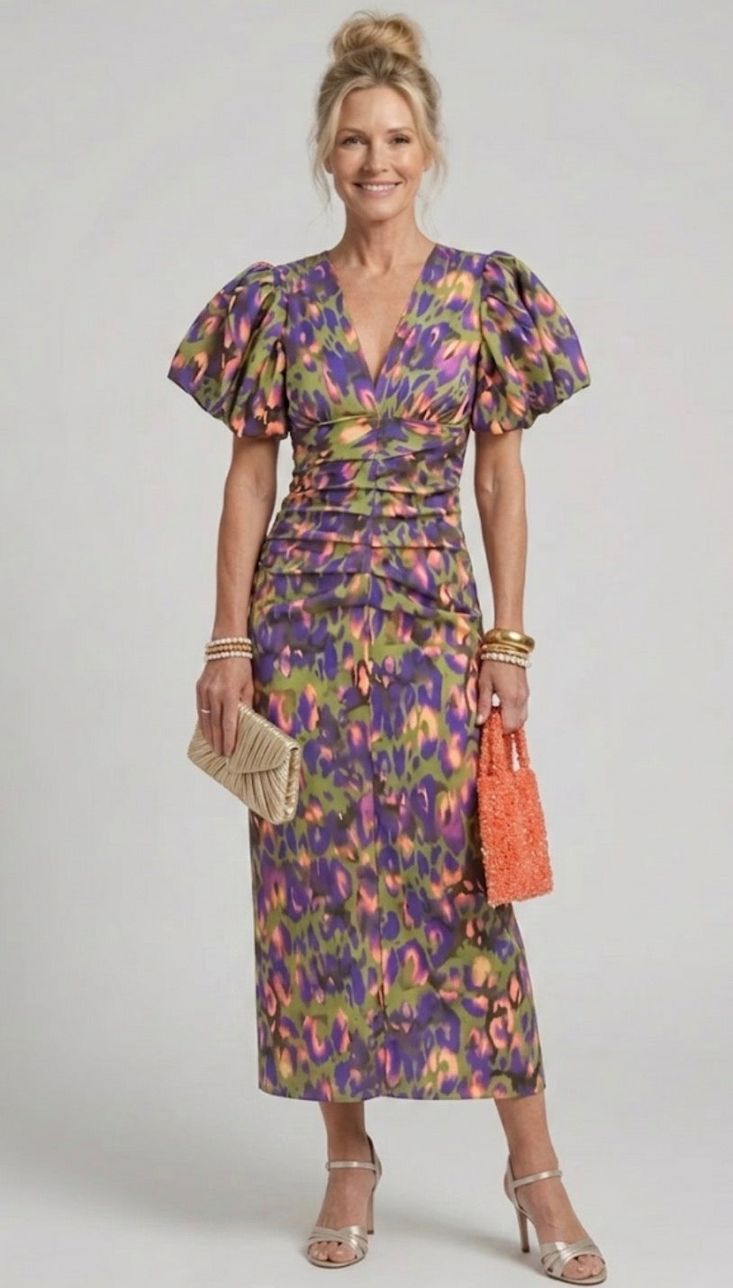 Verenaluxe™ | Dress with Puff Sleeves