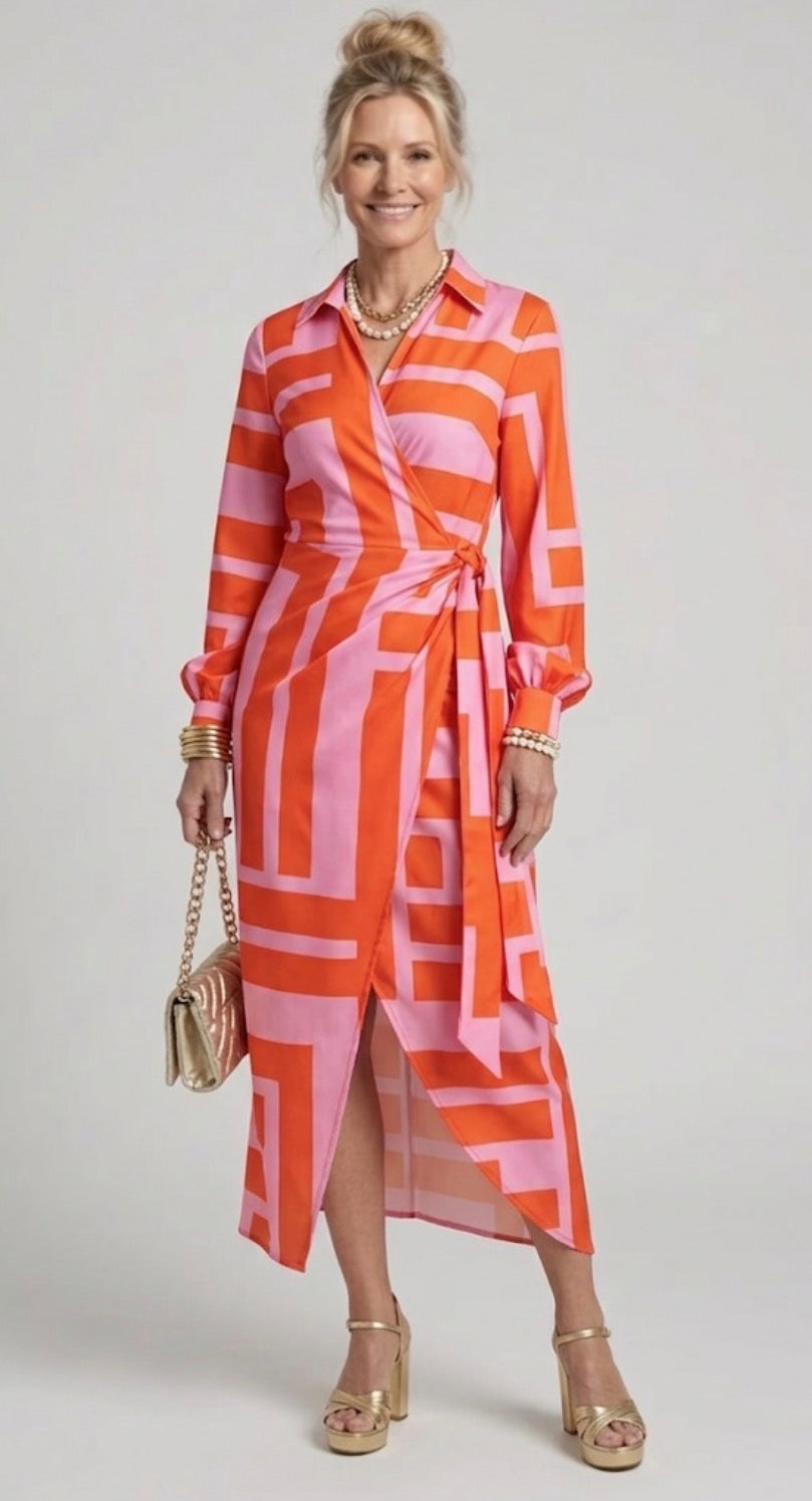 Verenaluxe™ | Printed Wrap Dress