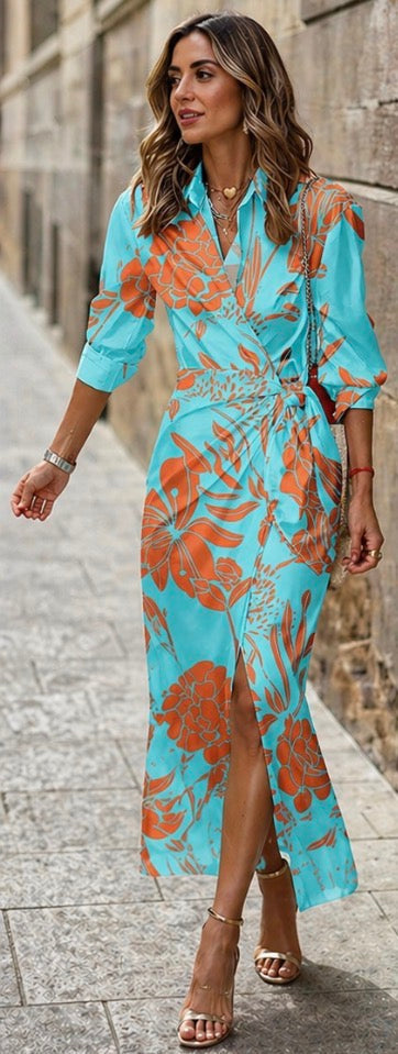Verenaluxe™ | Printed Wrap Dress