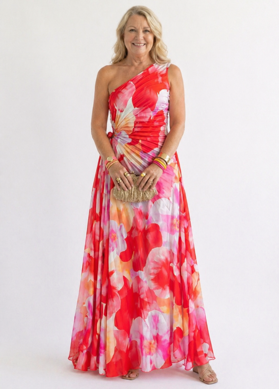 Verenaluxe™ | Pleated One-Shoulder Dress