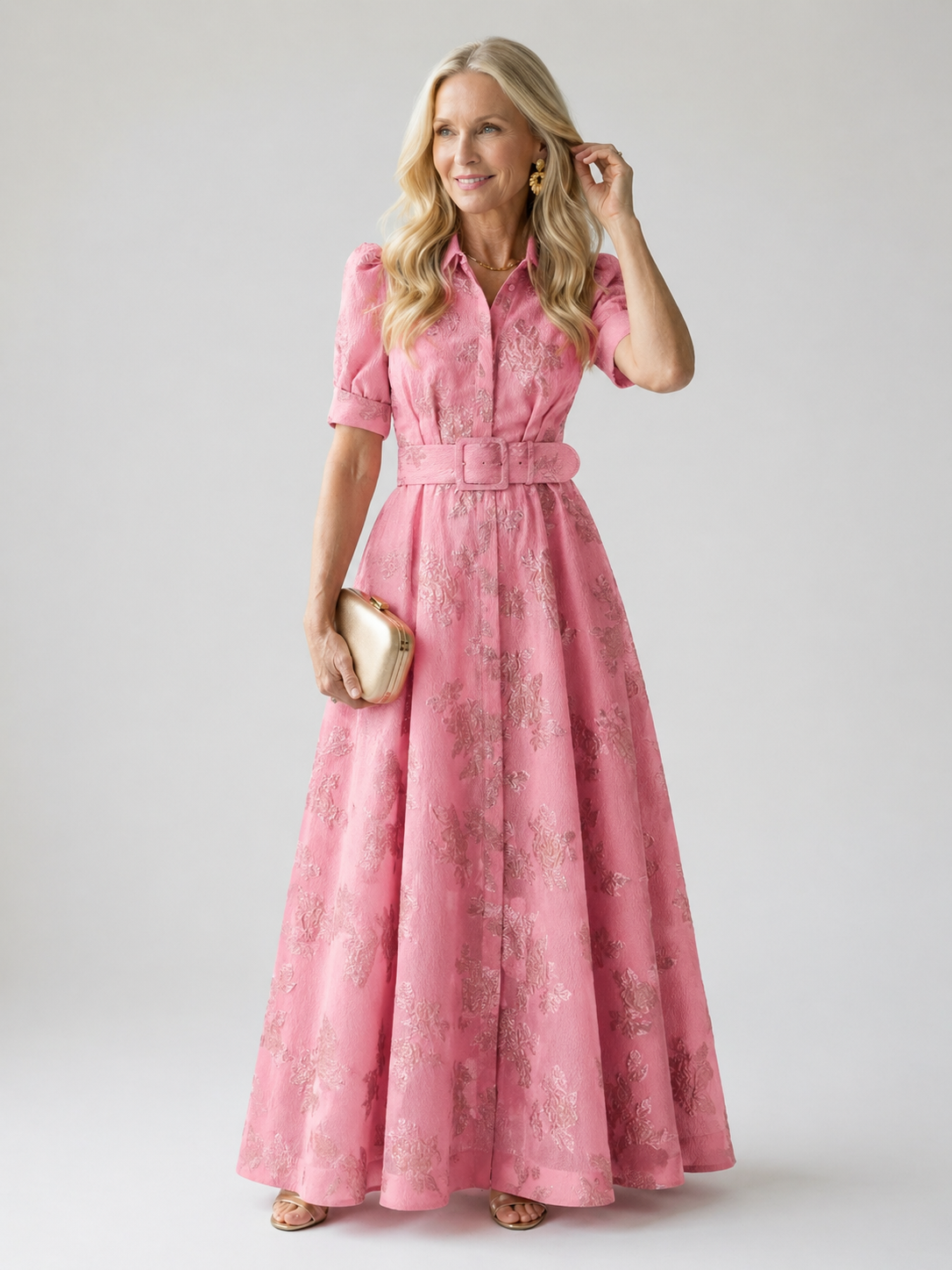 Verenaluxe™ | Belted Floral Maxi Dress