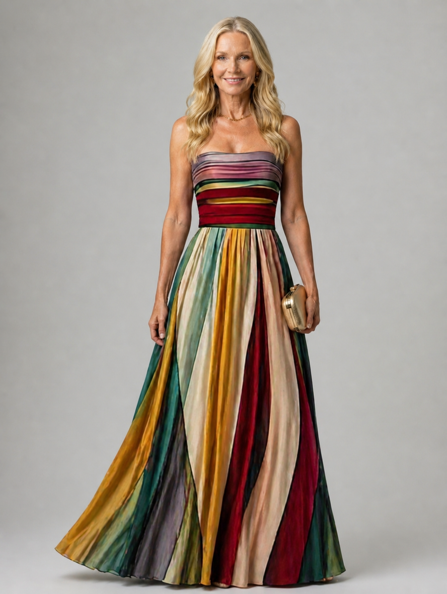 Verenaluxe™ | Effortless Strapless A-Line Dress