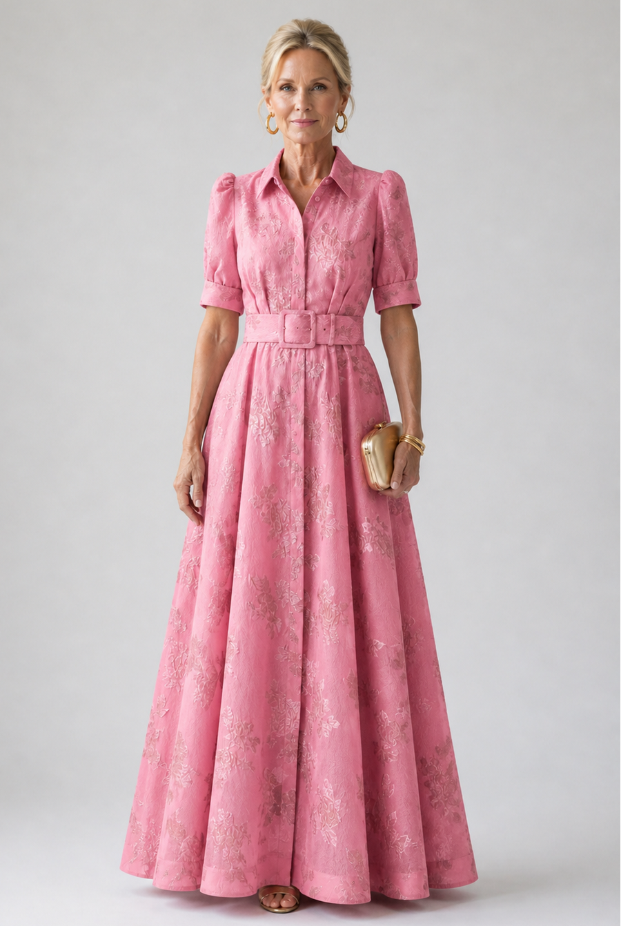Verenaluxe™ | Belted Floral Maxi Dress