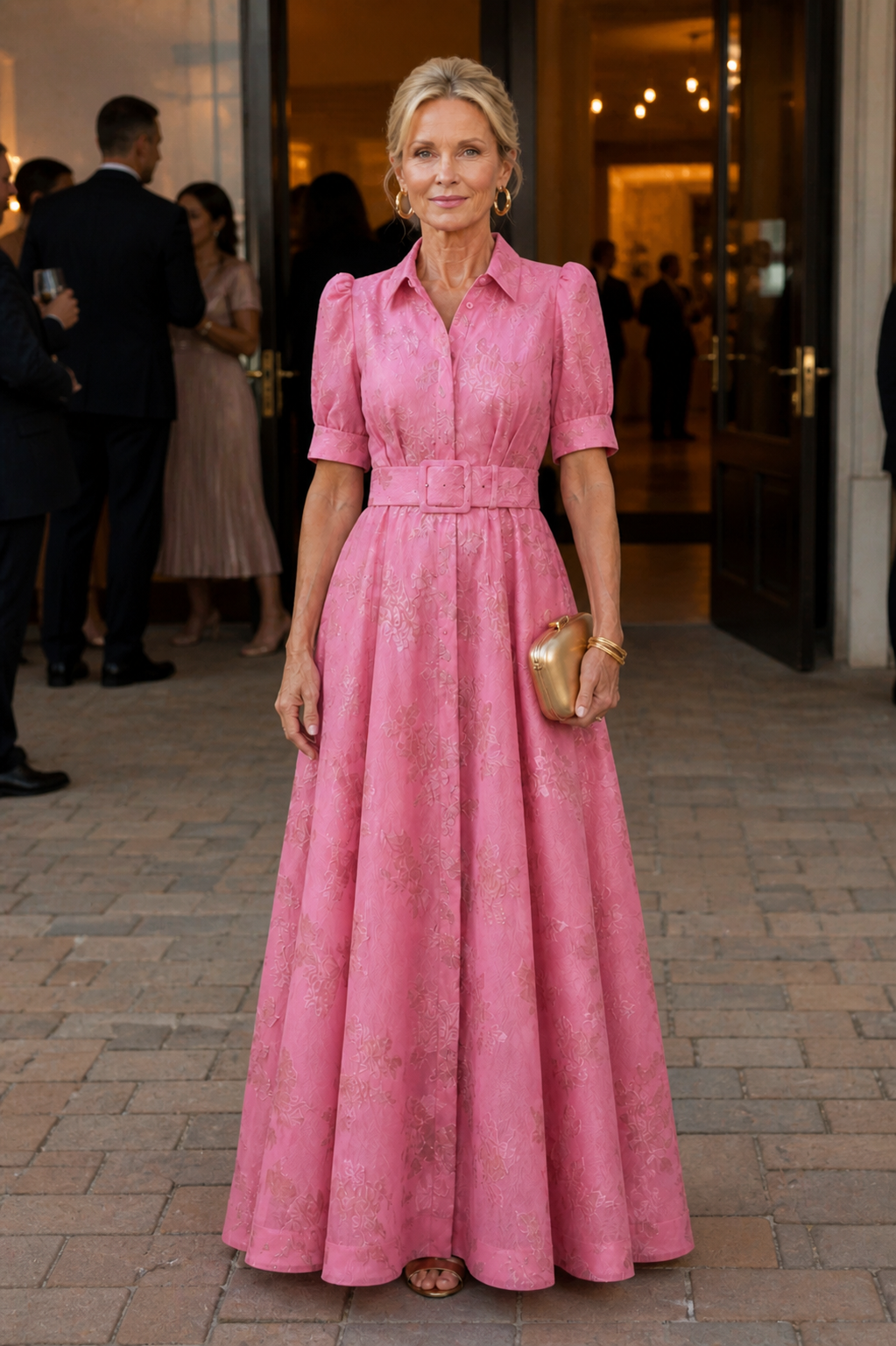 Verenaluxe™ | Belted Floral Maxi Dress