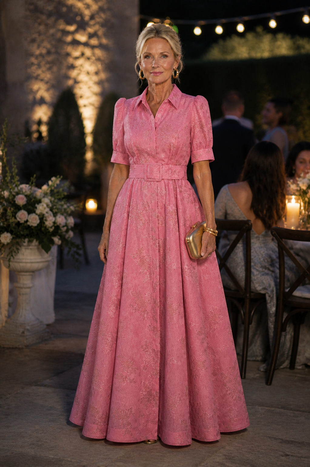 Verenaluxe™ | Belted Floral Maxi Dress