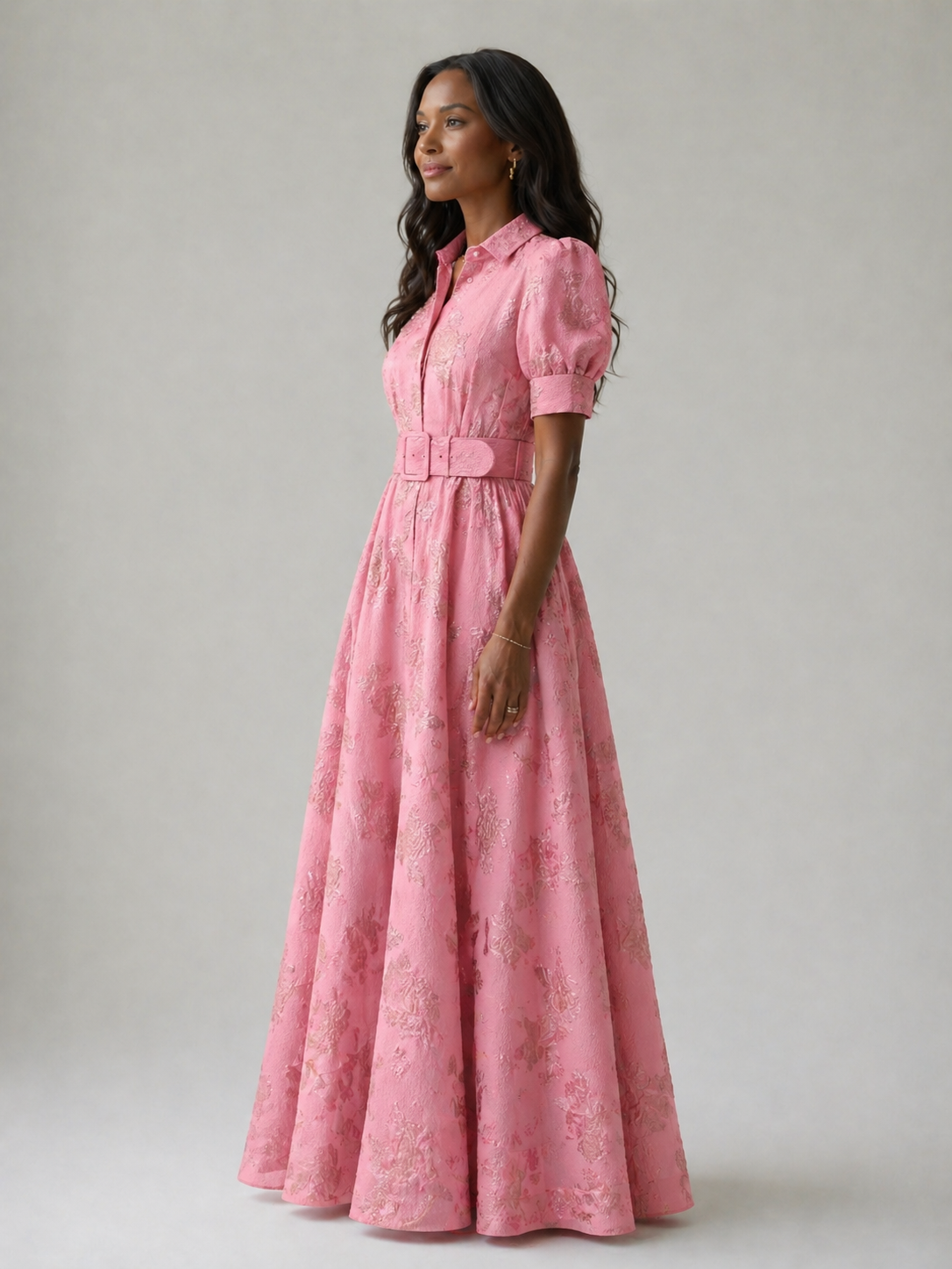 Verenaluxe™ | Belted Floral Maxi Dress