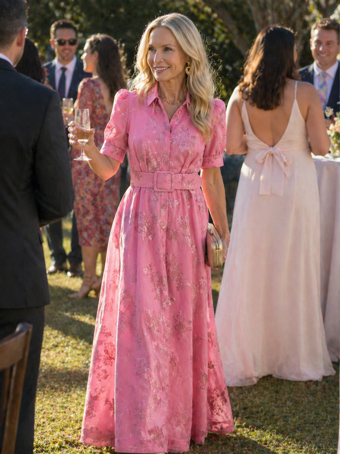 Verenaluxe™ | Belted Floral Maxi Dress