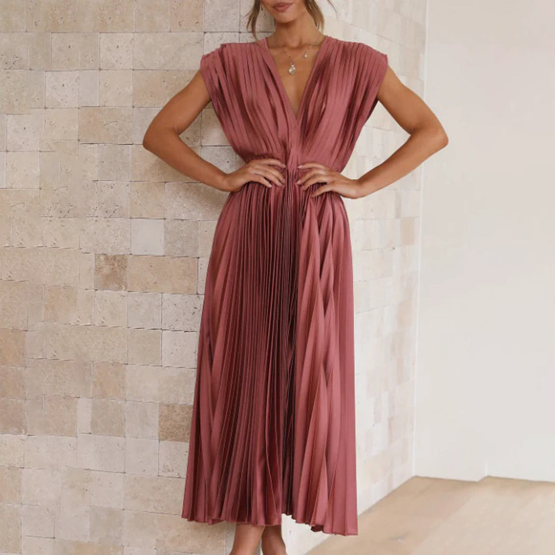 Verenaluxe™ | Timeless Pleated Midi Dress