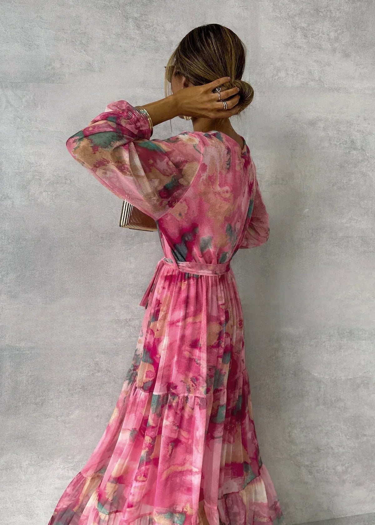 Verenaluxe™ | Wrap Dress with Floral Print
