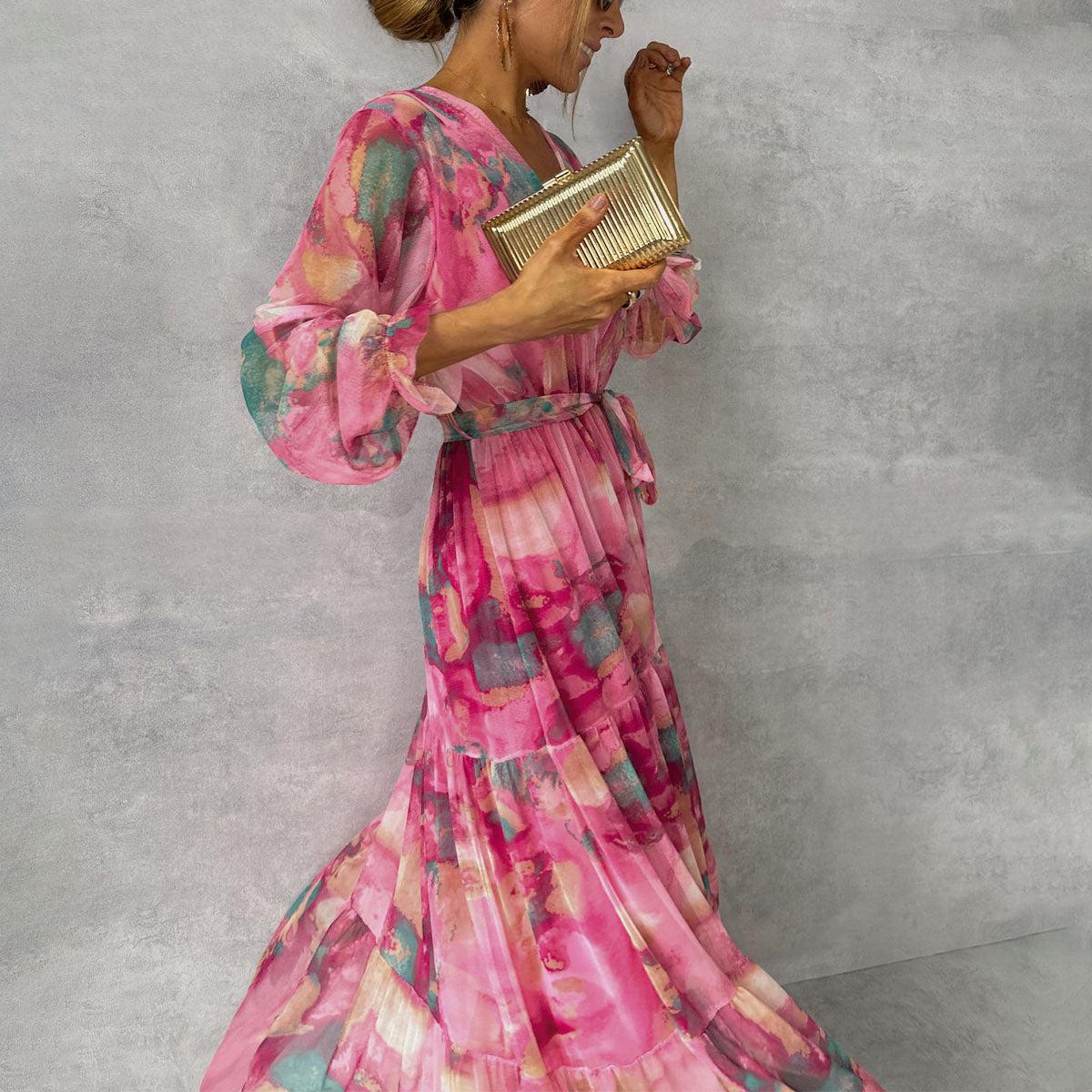Verenaluxe™ | Wrap Dress with Floral Print