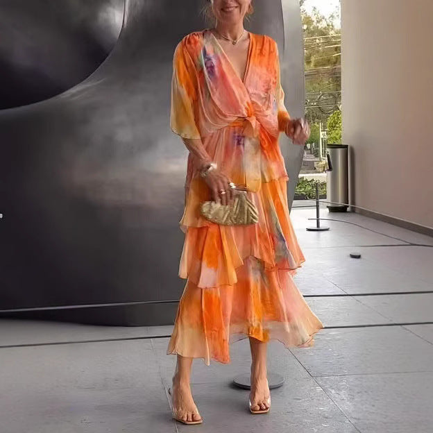 Verenaluxe™ | Layered Floral Sun Dress