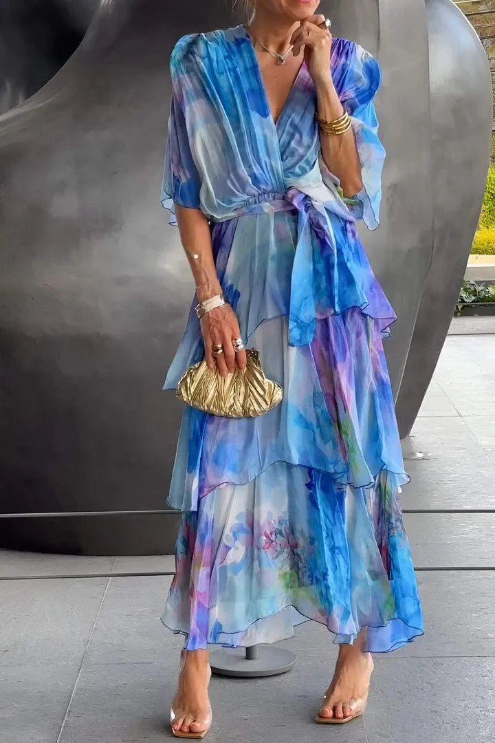 Verenaluxe™ | Layered Floral Sun Dress