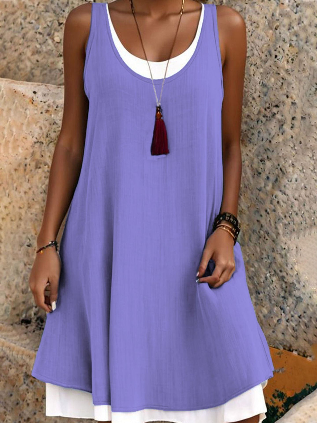 Women's Casual Loose Sleeveless Two Piece Tank Dress