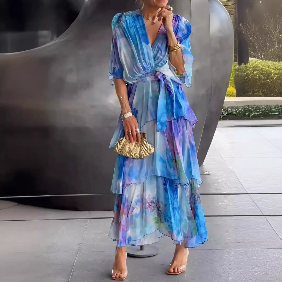 Verenaluxe™ | Layered Floral Sun Dress