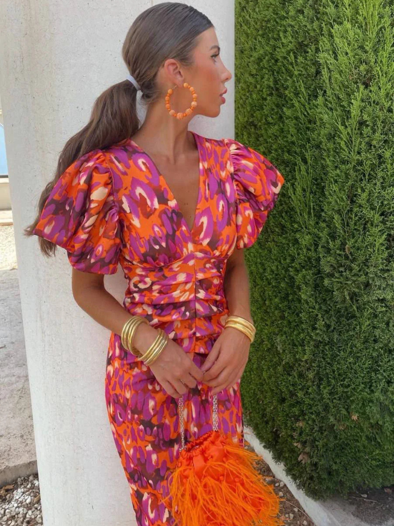 Verenaluxe™ | Vivid Pleated Midi Dress