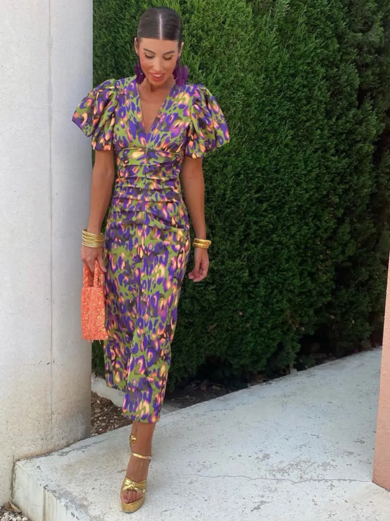 Verenaluxe™ | Vivid Pleated Midi Dress
