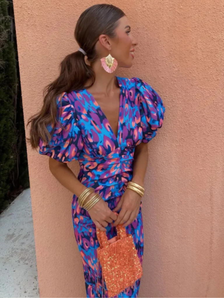 Verenaluxe™ | Vivid Pleated Midi Dress