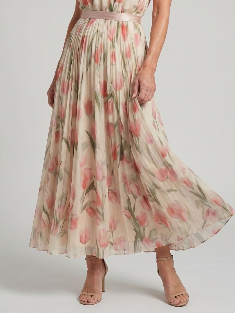 Verenaluxe™ | Halter Neck Floral Midi Dress