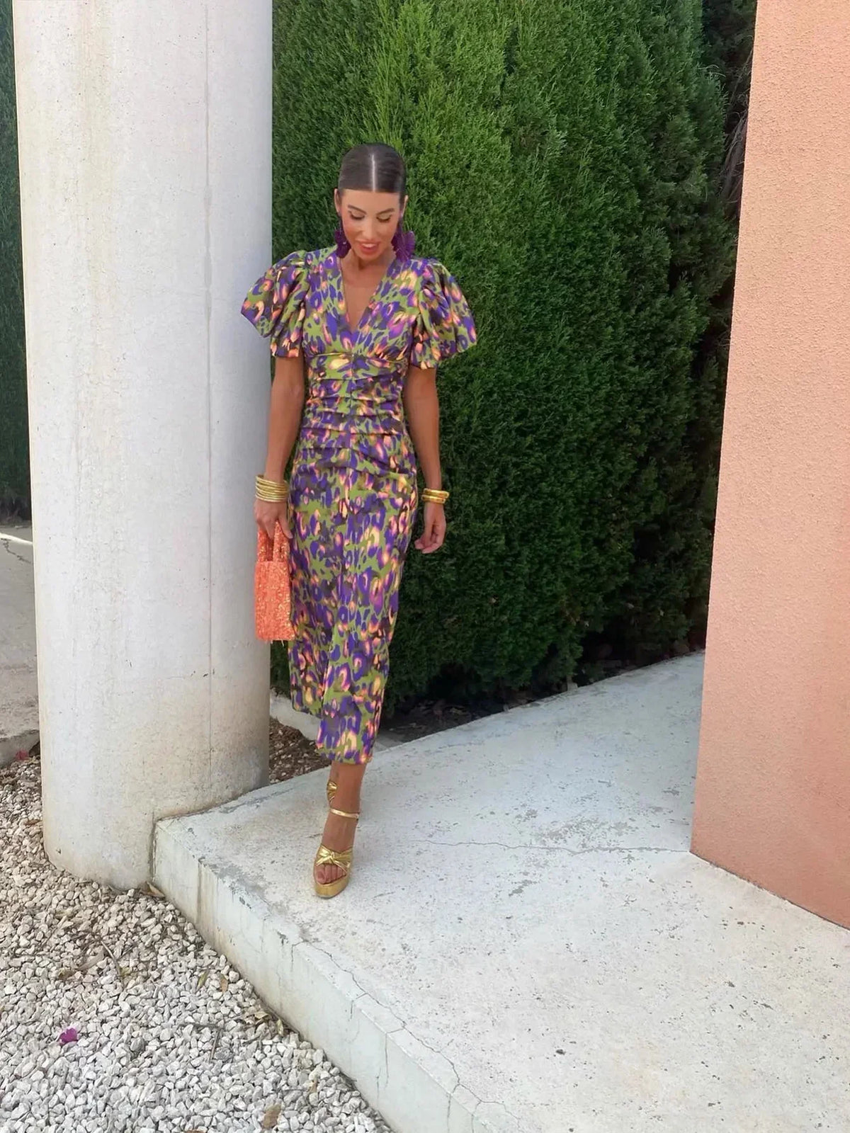 Verenaluxe™ | Dress with Puff Sleeves