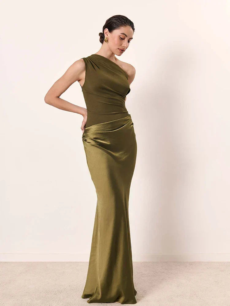 Verenaluxe™ | Maxi Dress with a Guilt in Satin